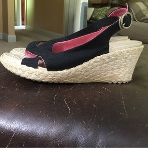 Crocs wedge sandals, black, size 9